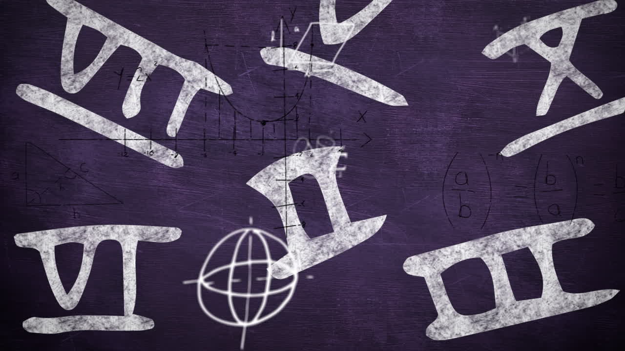 블랙보드 위에 움직이는 수학 수식의 애니메이션