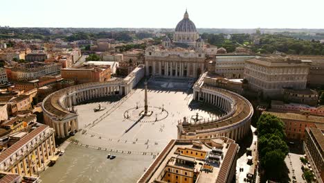 visitors explore vatican’s vast square, holy see, curved historic colonnades