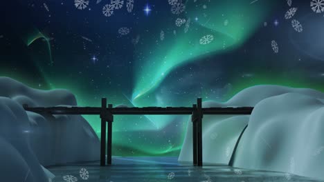 animation of snow falling over winter scenery