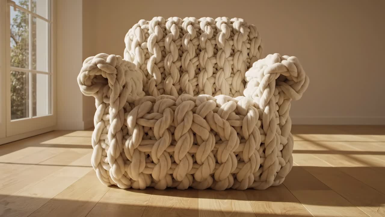 Knitted Wool Chair in Bright Room