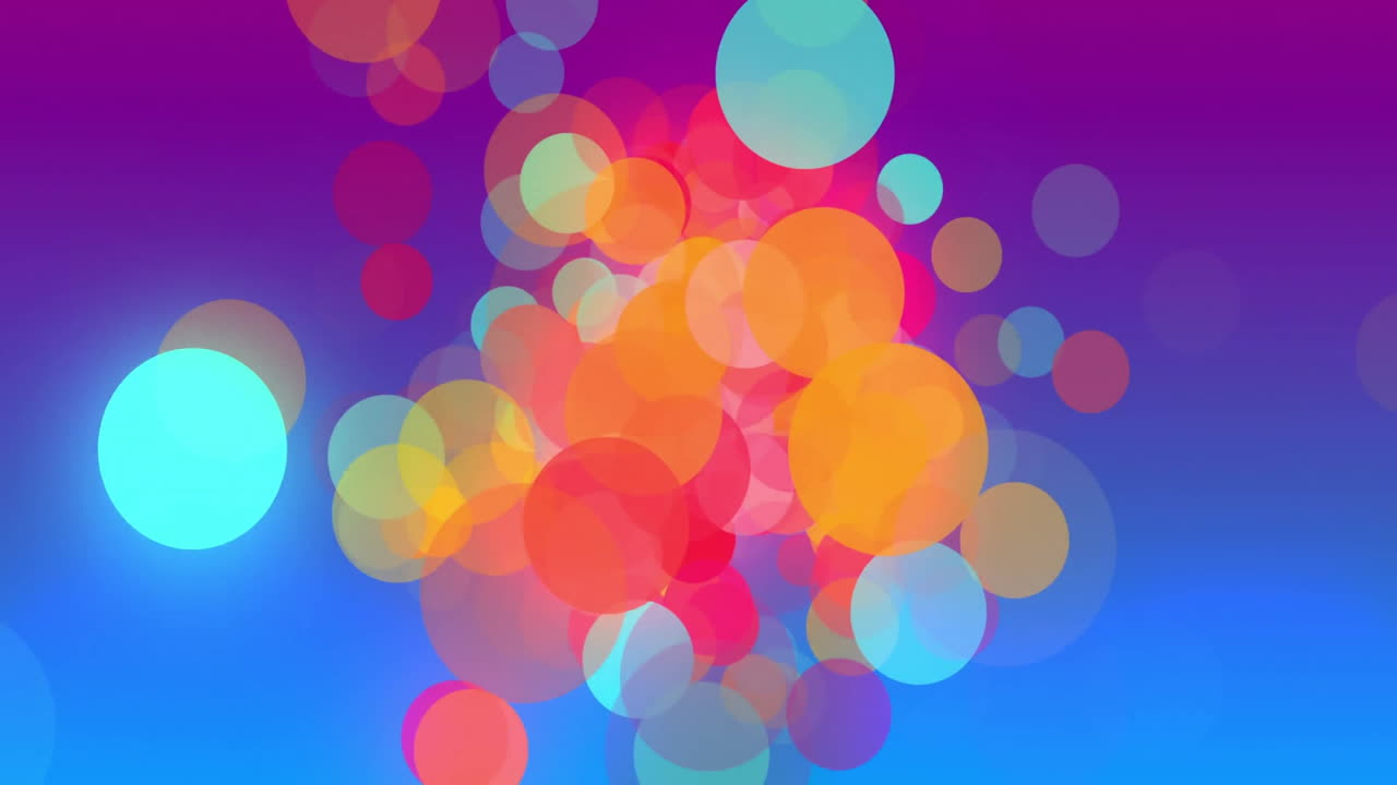 Animation of colourful spots on blue background