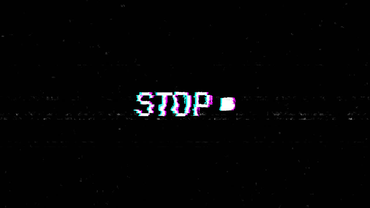 Retro VHS Glitch Effect with STOP Text