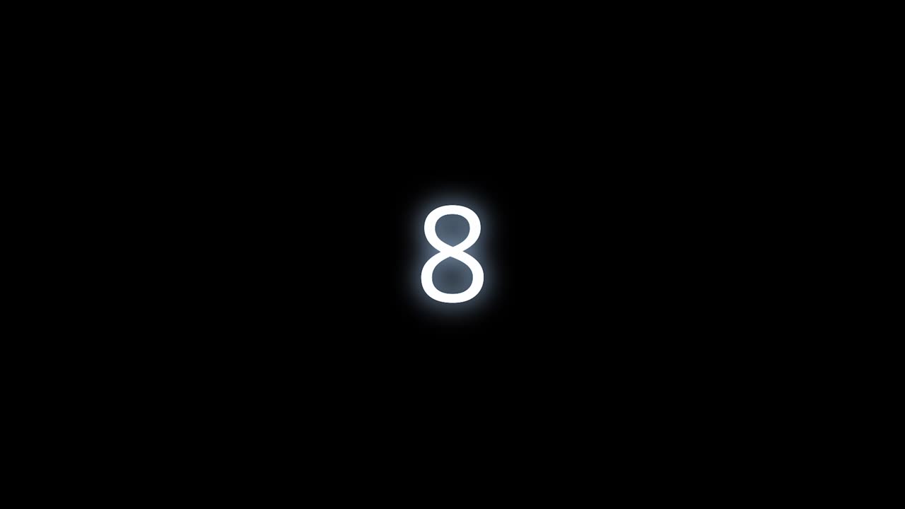 Transition of the number eight, 8, in 4k