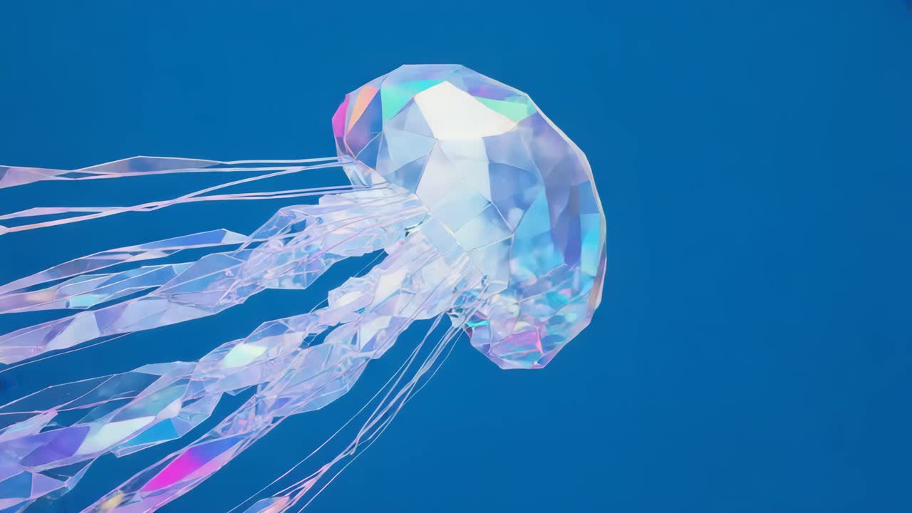 Geometric Jellyfish on Blue Background