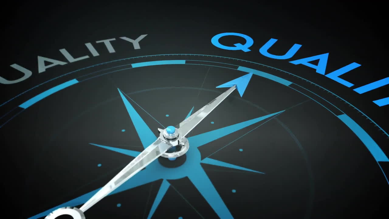 Animation of quality texts over moving compass