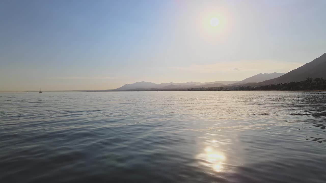 Static aerial shot over the sea