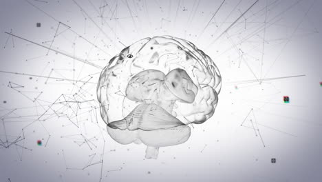 animación del procesamiento de datos a través del cerebro digital y la red de conexiones