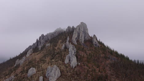 rock mountain peak of ogilvie at dempster highway in the yukon territory of northwestern canada. static shot
