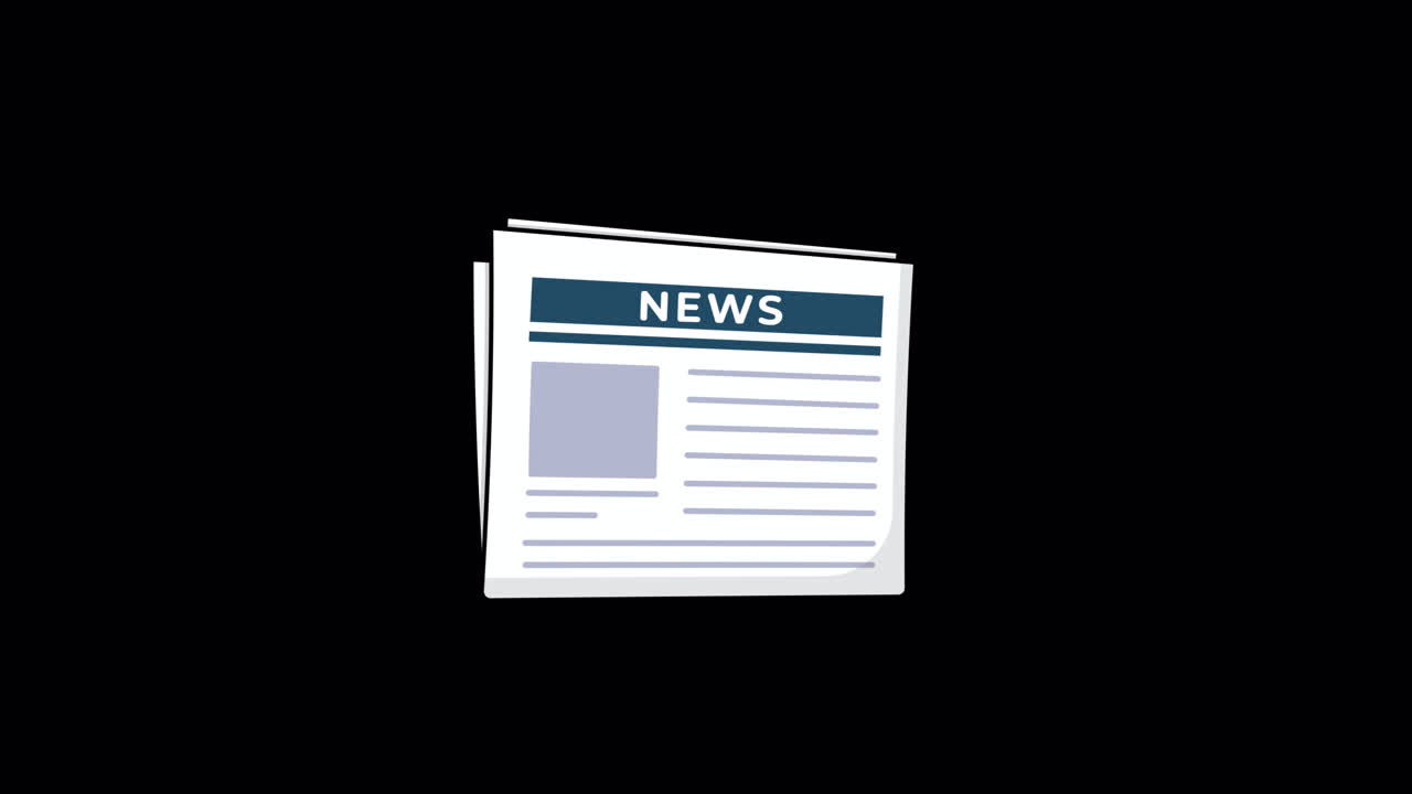 Animated Newspaper with News Headline on Black Background
