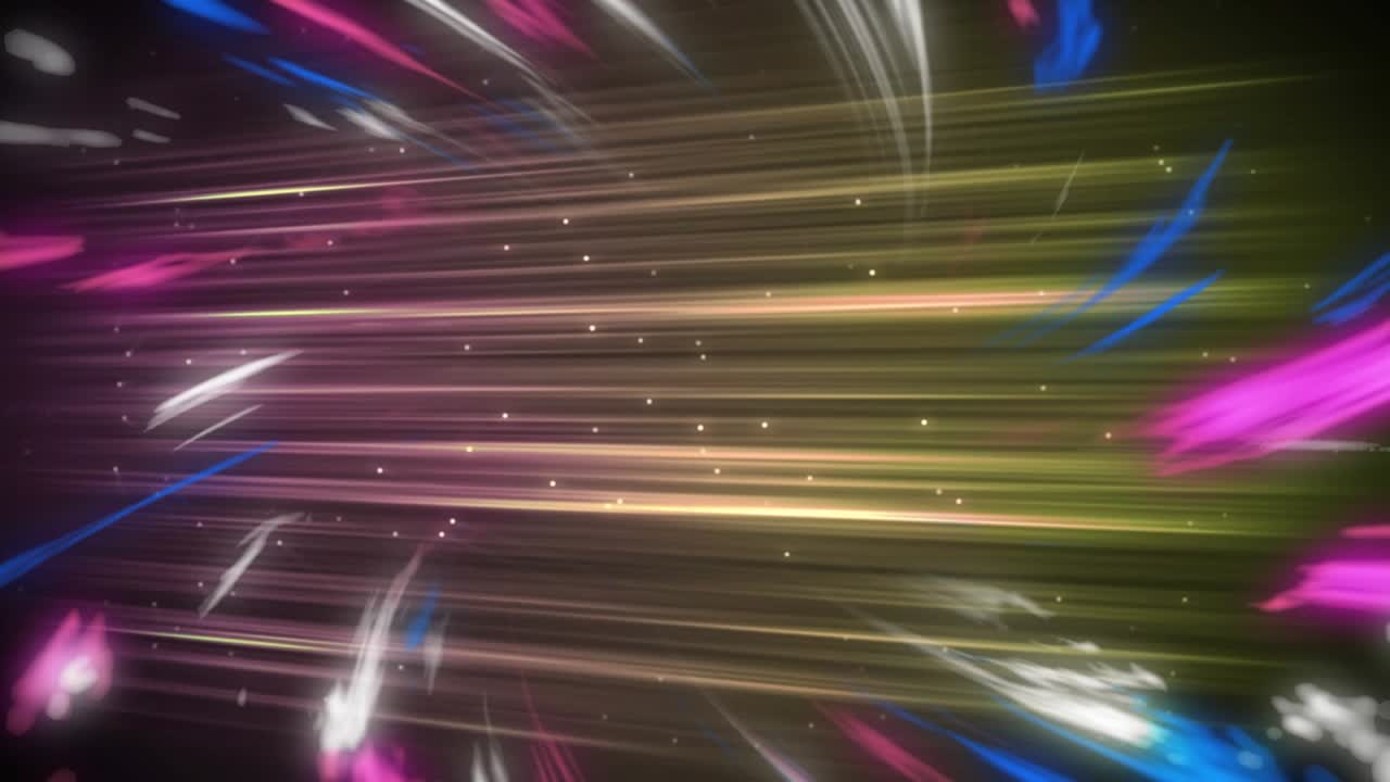 Animation of glowing moving lights over black background