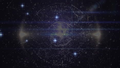animación de estrellas sobre el globo de conexiones