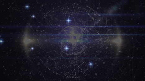 animation of stars over globe of connections