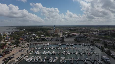 aerial view of marina in kemah texas