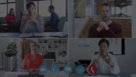 animación de formas a través de videollamadas con médicos y empresarios