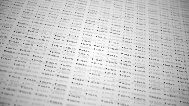 Stock financial market data, columns of numbers. Opening video 3D 4K.