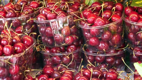 cerezas frescas para la venta en el mercado