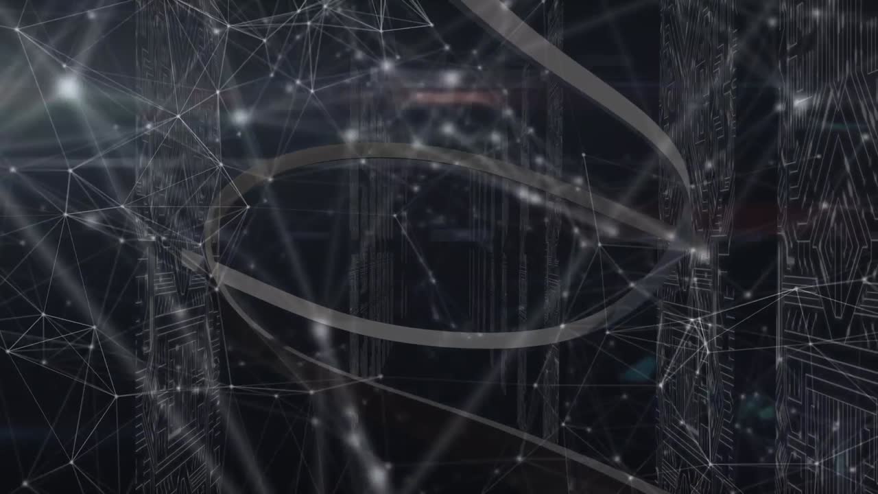 Animation of ribbon, connections over integrated circuits in servers