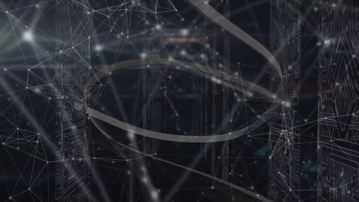 Animazione di nastro, connessioni su circuiti integrati in server