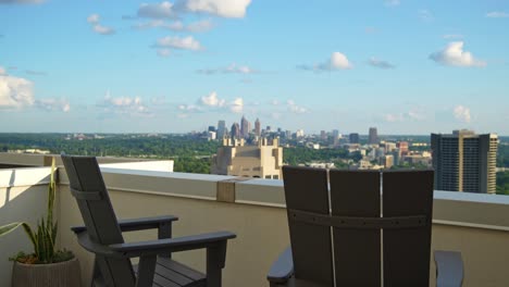 static shot of a penthouse balcony overlooking midtown in atlanta, georgia