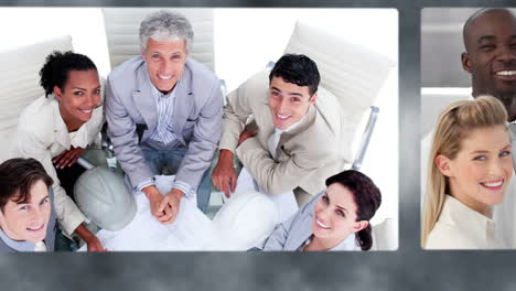 montaje de un equipo de negocios feliz