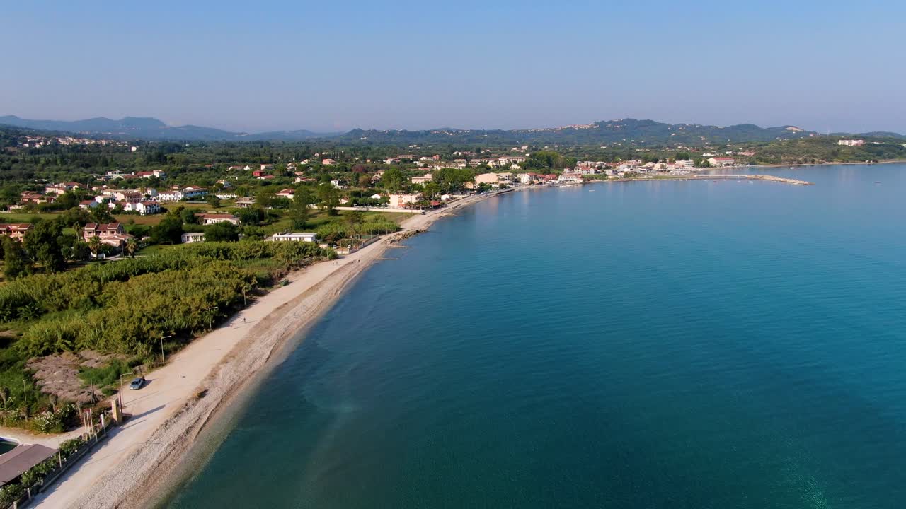 acharavi bay y roda beach drone view en sumemr