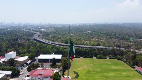 mexican flag at bosque de chapultepec