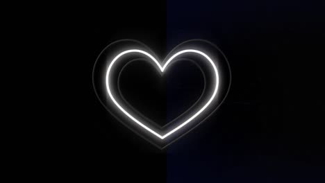 Animation-of-neon-heart-and-explosion-on-black-background