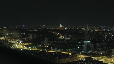 night moscow view from the window of a skyscraper