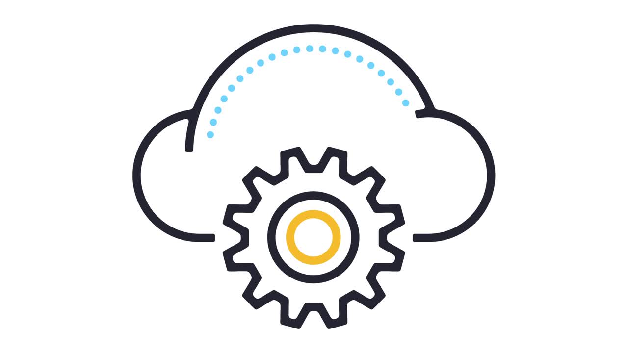 animación de icono de línea de nube de software