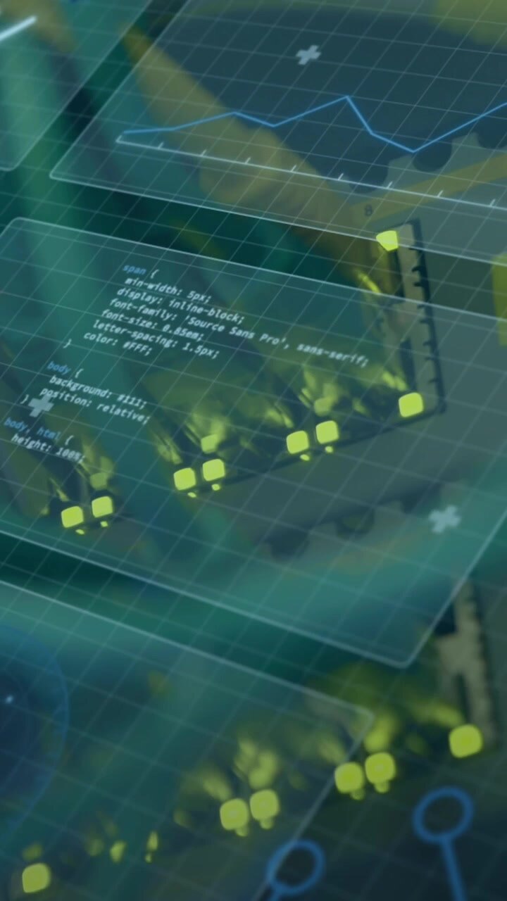 Animação de relógio em movimento sobre tela com dados diversos