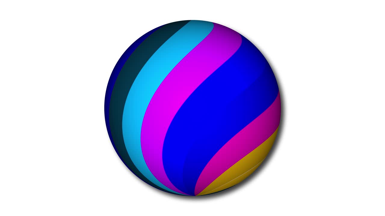 esfera abstracta de colores que se mueve en blanco. color rayado esfera abstracta que gira aislada en blanco.