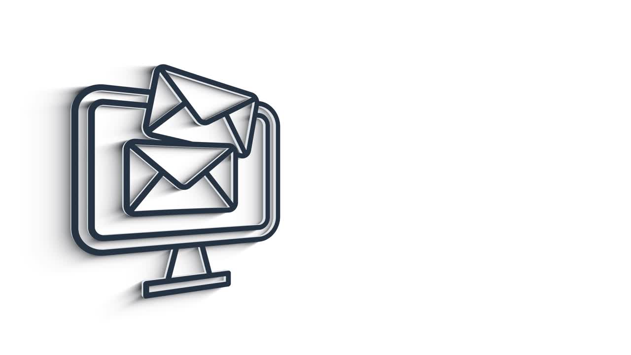 Social media 3D shadow icon design isolated on white background. Outline web icon. Motion graphics.