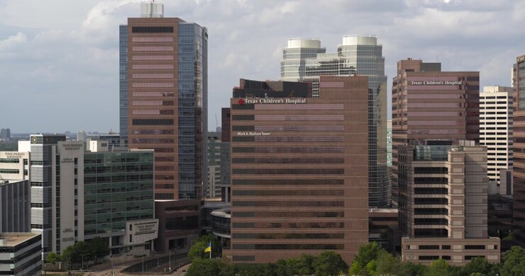 Vista drone del Texas Medical Center a Houston
