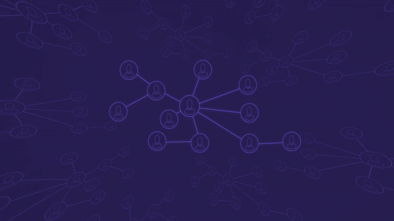 animación de la red de conexiones sobre fondo azul