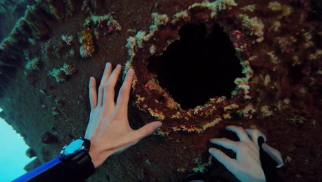 underwater exploration of a shipwreck