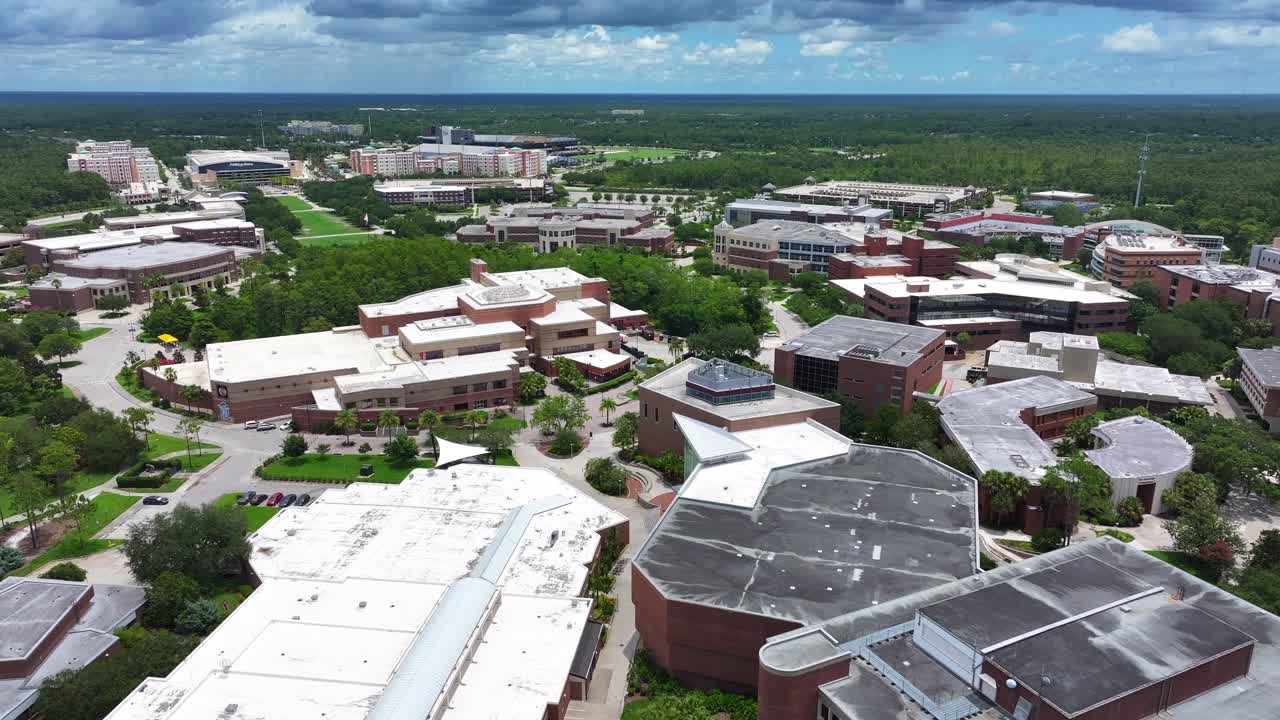 센트럴 플로리다 대학교 캠퍼스 (university of central florida campus) 는 현대적인 학술 건물, 울창한 녹지 공간, 넓은 산책로를 갖추고 있으며, 대학 레이아웃을 보여줍니다.