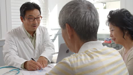 Toma-En-Cámara-Lenta-De-Una-Pareja-De-Ancianos-Reuniéndose-Con-Un-Médico