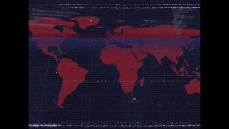 Animation-of-data-processing-and-world-map-on-black-background