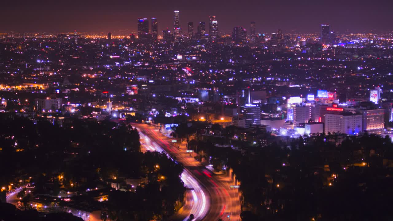 할리우드 언덕 1에서 로스 앤젤레스에 대한 높은 각도보기