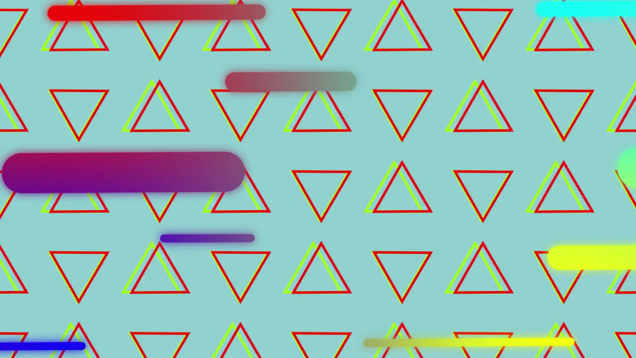 Animation of glowing neon lights moving over pattern background