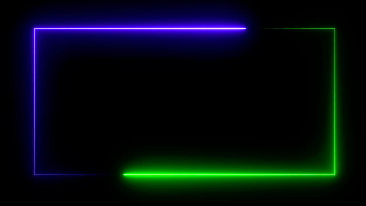Abstract bright neon rectangular frame. Laser technological background design. looped