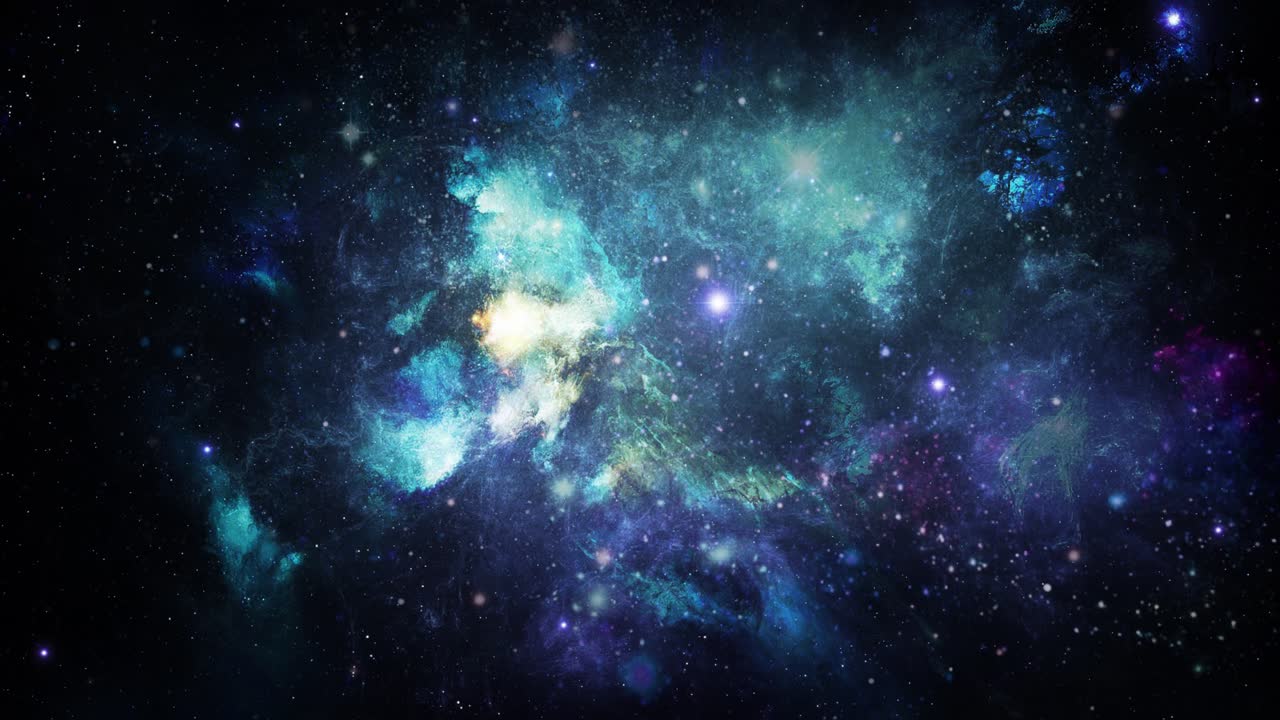 cosmos beauty with glowing blue nebula in space