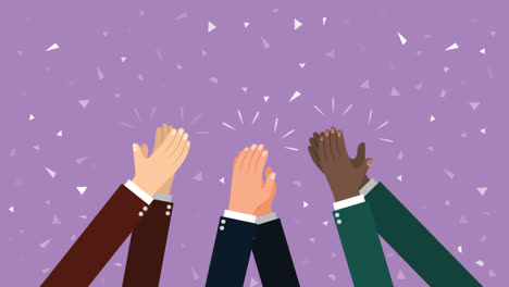 an animation of a flat applause with confetti background