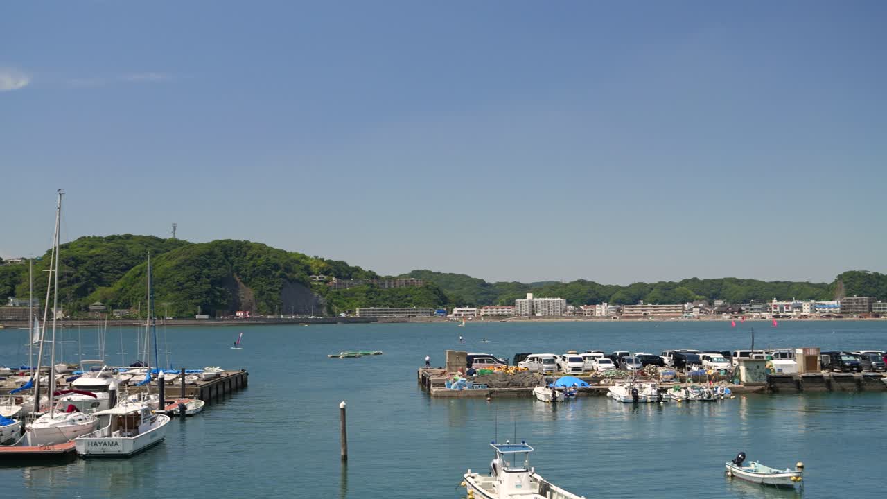 Hayama Marina with Boats and Coastal Landscape