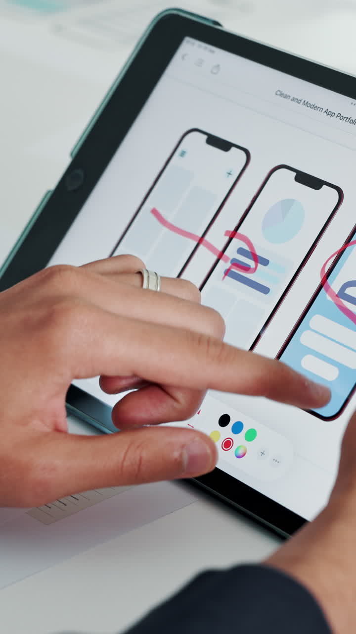 Close-up of Hand Drawing App Mockups on a Digital Tablet