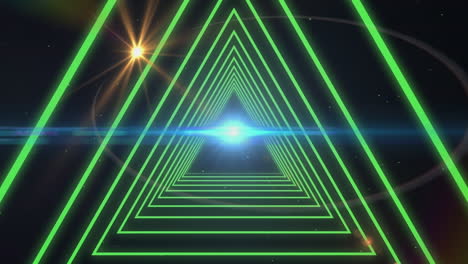 animación digital de triángulos rosados de neón en movimiento sin costuras y fondo negro de neón negro
