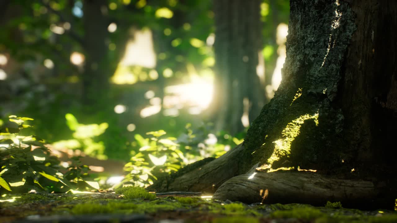 ⁇ 빛 광선 이 열대 우림 의 잎 을 통해  ⁇ 아져 나온다