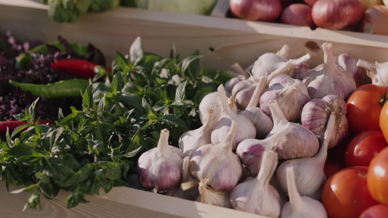 농민 시장 4의 야채 카운터