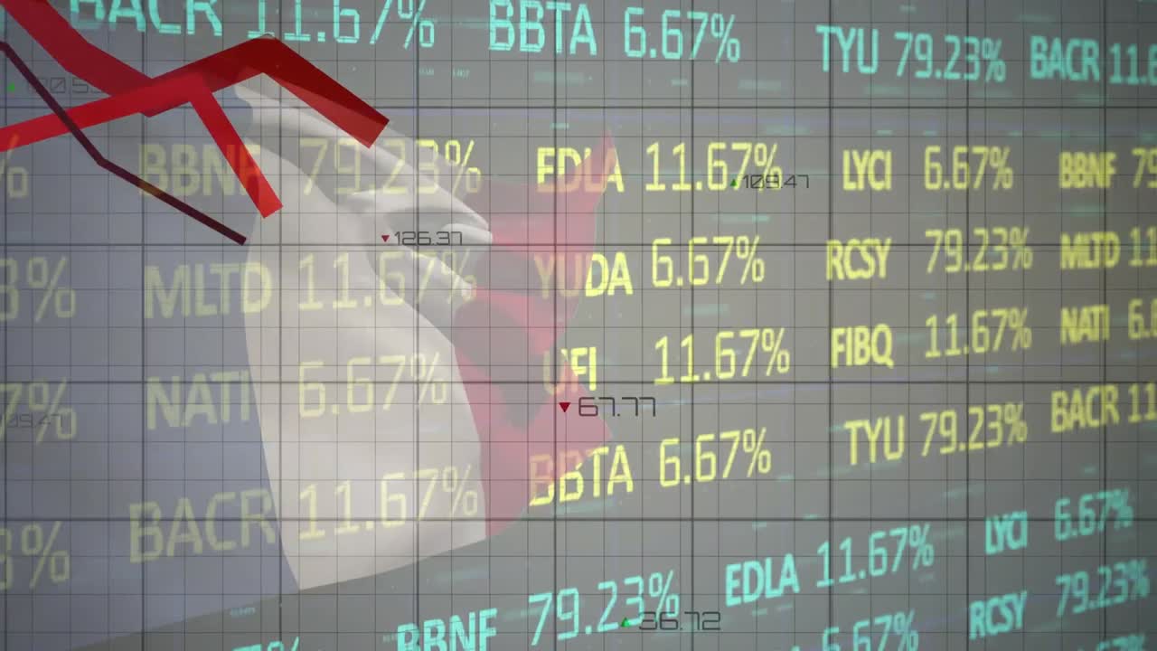 검은 바탕에 프랑스의  ⁇ 발 위에 그래프의 애니메이션과 데이터 처리