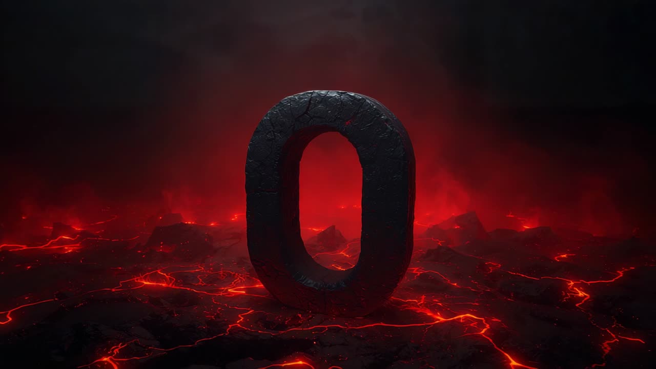 Pulsing magma fissures in volcanic cavern illuminating basalt floor and stone 0, with rhythmic glow